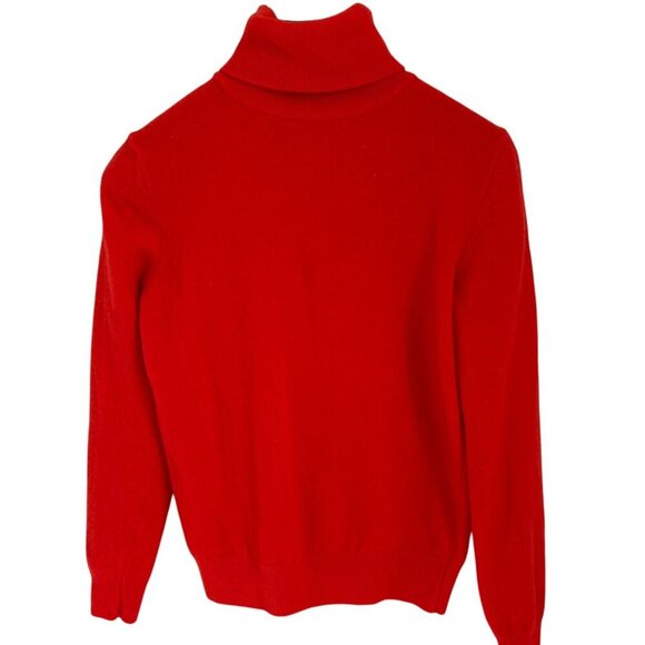 United Colors Of Benetton Merino Wool Red Turtleneck Knit Sweater Womens Small - Picture 5 of 8
